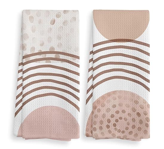 NOQL Boho Pink Kitchen Towels and Dishcloths Set of 2, Absorbent Hand Towels, Drying Cloth Hand Towels Tea Towels for Bathroom Kitchen, Gifts for Women Girls, 1624 Inches - Light Pink