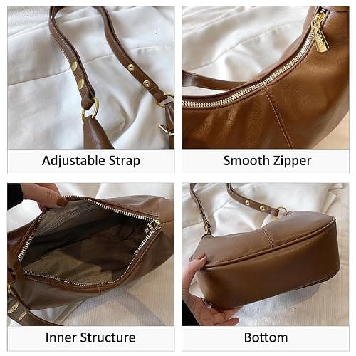 JYG Small Hobo Bags for Women Retro Crescent Shoulder Purse Fall Soft Crossbody Handbag 2025 thumbnail 2