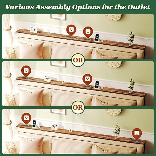 Behind Couch Table with Charging Stations | Power Outlet with USB-C Ports, Extra Storage Behind Sofa,Sofa Table Console Table for Entryway Living room, Rustic Brown thumbnail 6