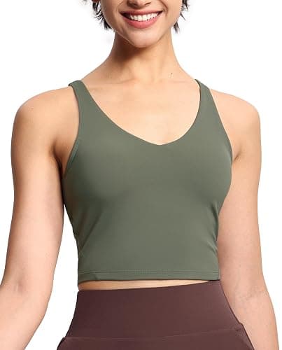 THE GYM PEOPLE Womens' Sports Bra Longline Wirefree Padded with Medium Support - Image 1