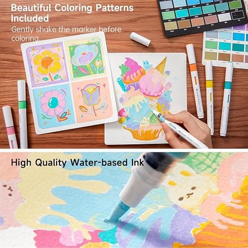 Shuttle Art Automatic Ink Control Acrylic Paint Markers, 36 Colors Brush Tip Acrylic Paint Pens for Rock Painting, Ceramic, Wood, Canvas, Glass, Stone, Fabric, Card, DIY Football Crafts thumbnail 6