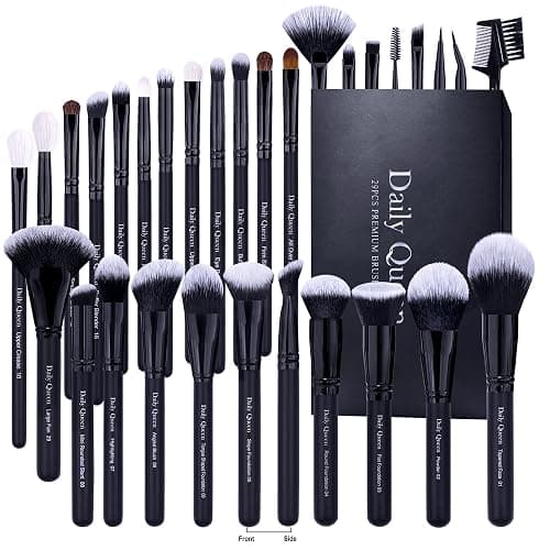 Daily Queen 29pcs Black Professional Makeup Brush Set Kabuki Powder Concealers Eye shadows Blush Eyeliner Eyebrow Contour Eye blending Brushes (29pcs brush) - Image 1