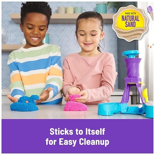 Kinetic Sand, Soft Serve Station with 396g of Play Sand (Blue, Pink and White), 2 Ice-Cream Cones and 2 Tools, Sensory Toys for Kids Aged 5 and up thumbnail 5