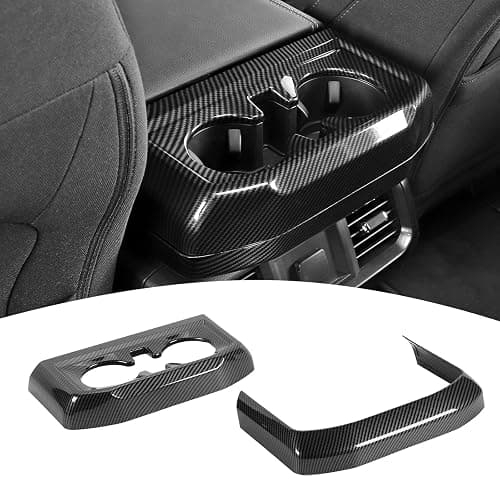 PDKLIN for F150 Center Console Rear Cup Holder Trim Cover Carbon Fiber for Ford F150 2021 up Carbon Fiber Interior Accessories 2pcs - Image 1
