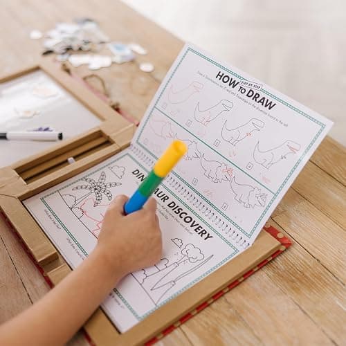 Melissa & Doug Natural Play: Play, Draw, Create Dinosaurs Drawing Activity Set & Magnet Kit - Reusable Mess-Free Travel Activity - Dinosaurs thumbnail 2