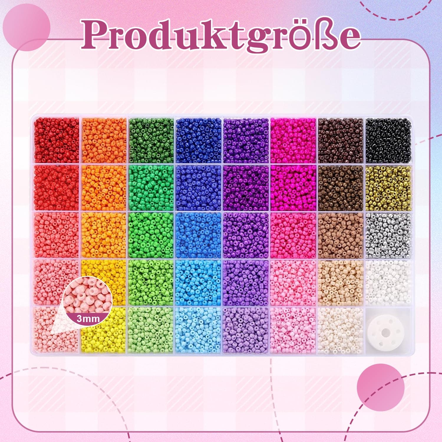9600 Pieces Glass Beads for Threading 3mm 39 Colors Rocailles Beads Colorful Craft Beads Elastic Cord Jewelry Beads thumbnail 2