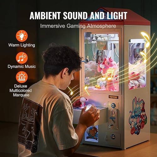 VEVOR Claw Machine, 0-3” Jaw Diameter 0-5” Jaw Lifting, Crane Prize Grabber Commercial Arcade Game Toys, Cool Fun Grab-and-Win Machine w/Light and Sound, Dispenser Vending Toy for Kids,Boys &Girls thumbnail 6