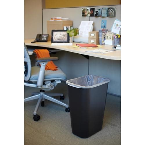Rubbermaid Commercial Wastebasket Trash Container, 41QT/10.25 GAL, Plastic, Black, Stackable Trash Can for Bedroom/Bathroom/Office, Fits Under Desk/Sink/Cabinet - 10.25 Gallons - Black - 1 thumbnail 4
