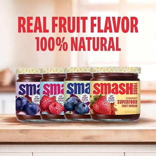 Smash Foods Jam | Classics Variety 4-Pack | Low-Calorie, No Sugar Added Keto Jam with Upcycled Fruit & Chia Seeds | Vegan, Paleo Superfood Spread thumbnail 2