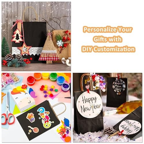 BagDream Kraft Paper Bags 25Pcs 5.25x3x8 Inches Small Paper Gift Bags with Handles Bulk for Party Favor, Retail, Merchandise, Black Gift Sacks thumbnail 4