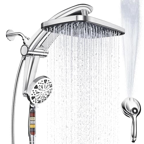 Rain Shower Head with filtered Handheld High Pressure rainfall Shower Heads with Handheld Spray Combo Adjustable one-piece stand daul shower head Built-in Magnetic Docking and Power Jets - Image 1