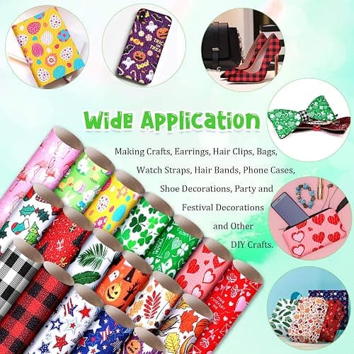 Weewooday 18 Pieces Christmas Faux Leather Sheets Thanksgiving Halloween Fabric Synthetic Leather Sheets for Holiday DIY Earrings Bows, 6. 3 x 8. 3 Inch thumbnail 7