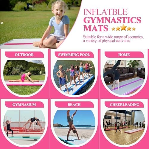 Air Mat Tumble Track, Gymnastics Mats Tumbling Track with Electric Air Pump for Home Use Cheerleading Training Kids Gym Yoga thumbnail 5