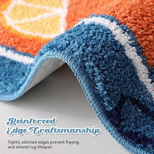 TRUEDAYS Sardine Can Bath Mat, Blue Bathroom Rugs for Bedroom, Soft Washable Rug Non Slip Cute Kitchen Bath Mats for Bathroom Funny Cartoon Fish and Lemon thumbnail 5