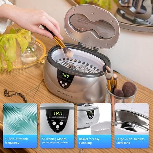 Magnasonic Ultrasonic Cleaner - 20oz Stainless Steel Tank, Digital Timer, 5 Cleaning Modes, Ultrasonic Jewelry Cleaner for All Jewelry, Eyeglasses, Watches, Dentures, Retainers & More thumbnail 5