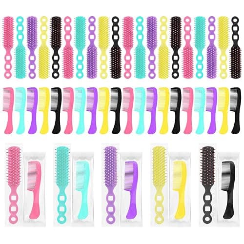 Hair Brush and Combs Bulk Individually Wrapped for Homeless,Disposable Hair Combs Bulk Hair Brushes Detangling Hairbrush for Women Shelter Nursing Hotel Church Charity Supplies100 - Image 1