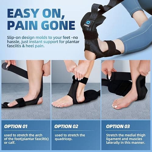 comness Foot and Calf Stretcher-Stretching Strap For Plantar Fasciitis, Heel Spurs, Foot Drop, Achilles Tendonitis & Hamstring. Yoga Foot & Leg Stretch Strap. (Black) thumbnail 5
