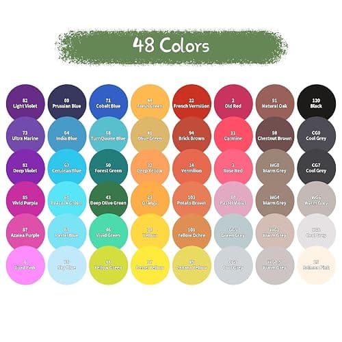 YASNAY Alcohol Markers, 48 Colors Dual Tip Art Marker, Drawing Markers, Coloring Marker for Kids Sketching Adult Coloring thumbnail 3