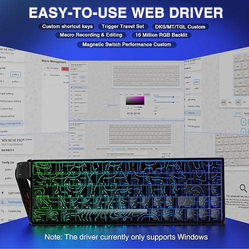 AULA WIN68 HE Mechanical Gaming Keyboard 60%, Hall Effect Magnetic Switch, Fast Trigger Mode Adjustable Actuation, 8000Hz Polling Rate, RGB Backlit, Small Wired Keyboard for Laptop/PC Gamer thumbnail 5
