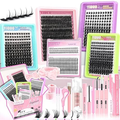 YIDUO Lash Clusters Kit 6 Styles Bulk Packs Eyelash Extensions Volume/Manga/ultra/Dramatic with pikes Bottom Lashes Clusters Kit 5-20mm Wispy D Curl Individual Fake Eyelashes Kit DIY at Home Easily - Image 1