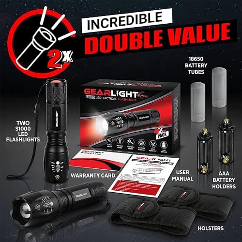 LED Flashlight High Lumens, Mini Tactical LED Flashlight 2 Pack, 5 Modes Zoomable Beam, Battery Powered (Batteries Not Included) for Camping, Hunting, Home & Emergency, Compact Small LED Flashlight thumbnail 2