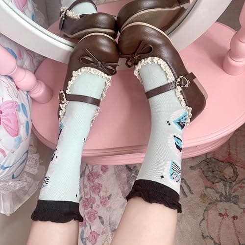BEROBELLO Harajuku Sweet Lolita Ballet Flats Comfortable Mary Jane Shoes | Kawaii Pastel Style, Lace Trim, Wide Toe Box & Polka Dot Lining—for Anime Cosplay, Party & Cute Daily Wear, Teens and Adults thumbnail 2