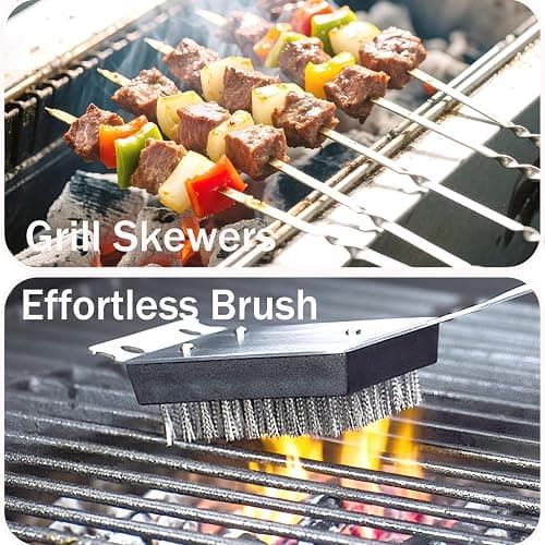 MUJUZE 19pcs Grill Set for Men,Woodgrain Grilling Accessories,Grill Utensils Set,Stainless Steel BBQ Tools for Outdoor,Camping,Backyard,Grilling Gifts for Christmas thumbnail 6