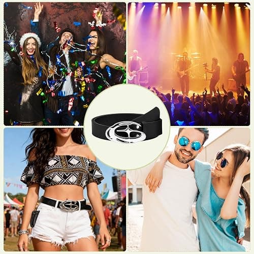 Grevosea Y2k Belt, Goth Double Grommet Belt Faux Leather Punk Rock Belts for Men and Women, Y2k Fashion Accessories Bling Leather Belts With Cross and Diamond for Jeans thumbnail 7