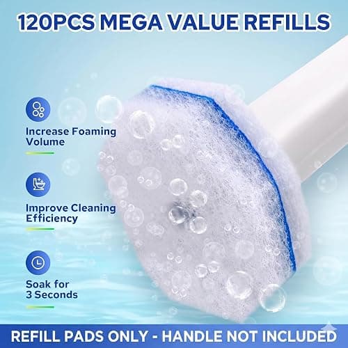 Cecailin 120pcs Disposable Toilet Brush Refills, Bulk Toilet Bowl Cleaner Refill Pads, Compatible with Most Toilet Cleaning Wands, High-Value Scrubber Replacement Heads, 120 Count thumbnail 3
