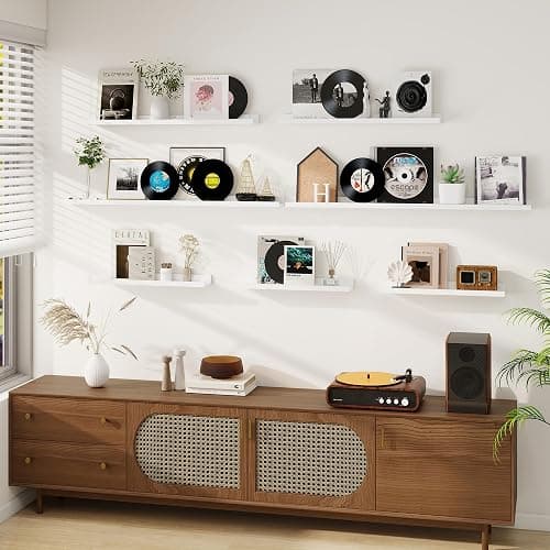 Dreamland Picture Ledge Shelf for Wall, Floating Shelves Set of 2, 48 Inch Long Floating Shelves with Lip for Living Room, Bedroom, Bathroom, Kitchen, White thumbnail 3