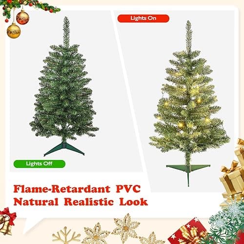JPM Mini 3FT Blue Artificial Christmas Tree for Tabletop, 50 LED Lights, 164 Branch Tips, Foldable Metal Base & Easy Assembly, Holiday Decor for Home, Office, Apartment thumbnail 6