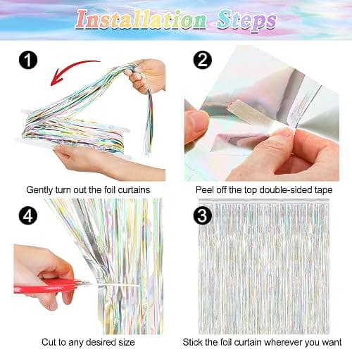 2 Pack Backdrop Curtains, 3.28 FT x 7.05 FT Laser Silver Fringe Curtains, Metallic Tinsel Foil Curtains Party Streamer, Photo Backdrop Party Decorations Bithday Photo Booth Props thumbnail 4