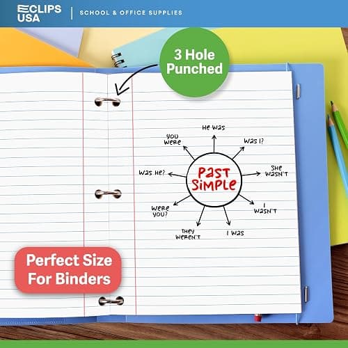 Wide Ruled Loose Leaf Paper Wide Ruled Notebook Paper Lined Writing Filler Paper 10.5” x 8” 56 gsm 300 Sheets 100 Sheet Per Pack (3 Pack) thumbnail 5