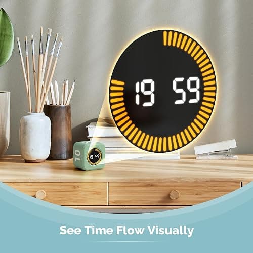 KADAMS Pomodoro Cube Timer Productivity Visual Timer - 5/10/25/50 Min Rotating Countdown (1, Green) thumbnail 3