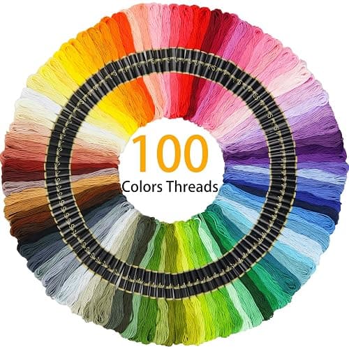 Similane Embroidery Kit 215 Pcs,100 Colors Threads,5 Pcs Embroidery Hoops,3 Pcs Aida Cloth,40 Sewing Pins,Cross Stitch Tools and Embroidery Starter Kit for Adults Beginners thumbnail 3
