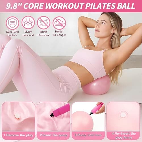 NANATI Pilates Kit, Home Pilates Workout Kit for Women, Pilates Equipment with 14.5" Pilates Ring and Ball, Resistance Bands, Ankle Weights, Sliders & Grip Socks Accessories for Starter Home Workouts thumbnail 4