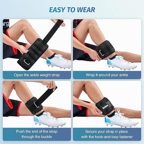 ZELUS 1 Pair Adjustable Ankle Weights, 2 4 6 8 10 lb Modularized Leg Weight Straps for Women Men, Weighted Ankle Weight Set with Removable Sandbags, 1-5 lb per Ankle Strap for Gym Yoga Jogging Walking thumbnail 6