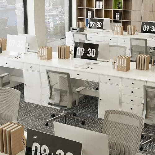 TUSY Office Desk and 5-Drawer Cabinet Set, 31.5" H White Desk with Drawers, 47.24" W Executive Desks with Storage, Computer Table for Home Office, Study, Small Spaces thumbnail 3