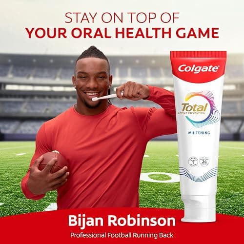 Colgate Total Whitening Toothpaste Paste, 5.1 oz, 4 Pack, Fluoride, Antibacterial, for Plaque, Gingivitis, Sensitivity, Stain Removal, Clinically Proven, Mint, Teeth Whitening, Stannous Fluoride thumbnail 2