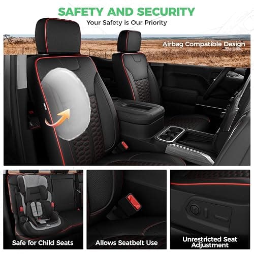 RIDEPOSH Custom Leather Seat Covers for Silverado/Sierra 1500 2019-2026, 2500HD 3500HD 2020-2026 Crew Cab Full Set with Jump Seat Cover,Truck Accessories thumbnail 7