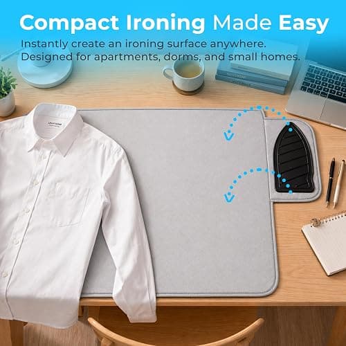Handy Laundry Portable Ironing Mat - Easily Change Any Flat Surface into an Ironing Board. Features Silicone Slip Resistant Iron Rest to Safely Place Your Hot Iron. Easy to Take Along When Traveling. thumbnail 7