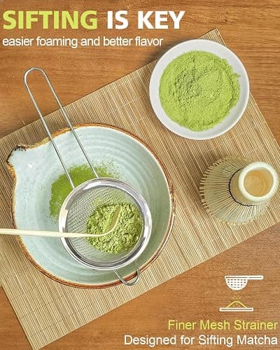Vaiheng Matcha Whisk Set with Matcha Bowl, Matcha Whisk Holder Matcha Bamboo Whisk, Scoop, Sifter, Unique Gifts for Women Men Girl Friend Home Kitchen Decor Gifts for Tea Enthusiasts Christmas thumbnail 4