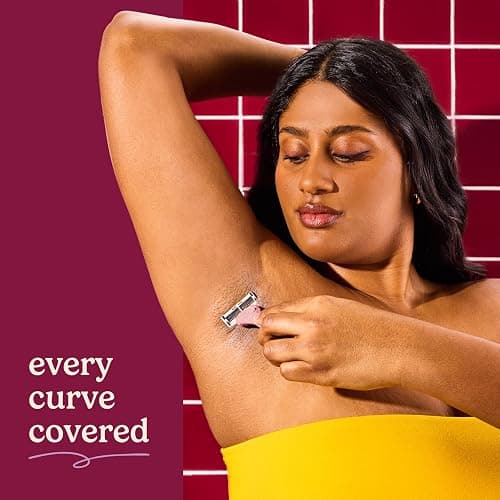 Dollar Shave Club For Women | 1 Maroon Wavy Grip Handle, 4 Razor Refills, 1 Cashmere Santal Shave Butter, 1 Sugar Scrub, 1 Body Balm, 1 Shower Hanger | Razors for Women, Womens Razors for Shaving thumbnail 3