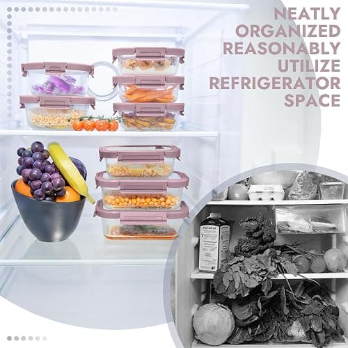 BOROHOUSE 10-Pack Glass Food Storage Containers with Tempered Lids – Borosilicate, Airtight, Oven-Safe (-4°F~950°F), BPA-Free, 4.4 & 1.6 Cup, Leak-Proof, Dishwasher Safe (Pink) thumbnail 8