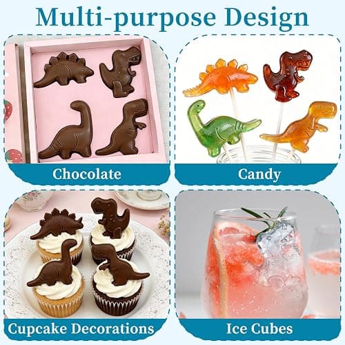 Dinosaur Silicone Mold, 2 Pcs Dinosaur Chocolate Molds, 16 Cavity Dinosaurs Molds Silicone for Chocolate, Candy, Ice Cubes, Jelly, Jello, Pudding, Cake Decorations, Cookies, Soaps thumbnail 5