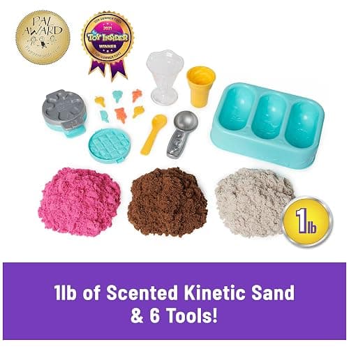 Kinetic Sand Scents, Ice Cream Treats Playset with 3 Colors Scented Play Sand & 6 Tools, Sensory Toys, Holiday Gifts & Stocking Stuffers for Kids Ages 3 and up thumbnail 2