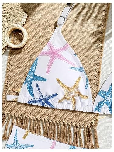 Verdusa Girl's 2 Piece Boho Seashell Bikini Set Halter Swimsuit High Waisted Bathing Suit - 10 Years - Multicolor thumbnail 5