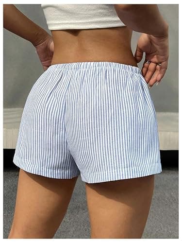 SHENHE Women's Striped Drawstring Casual Loose Fit Elastic Waist Lounge Beach Vacation Daily Shorts thumbnail 2
