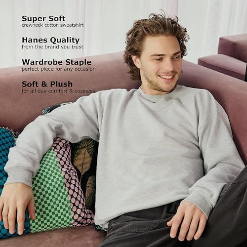 Hanes Men's Sweatshirt, EcoSmart Fleece Crewneck Sweatshirt, Big & Tall Available, 1 or 2-Pack thumbnail 5