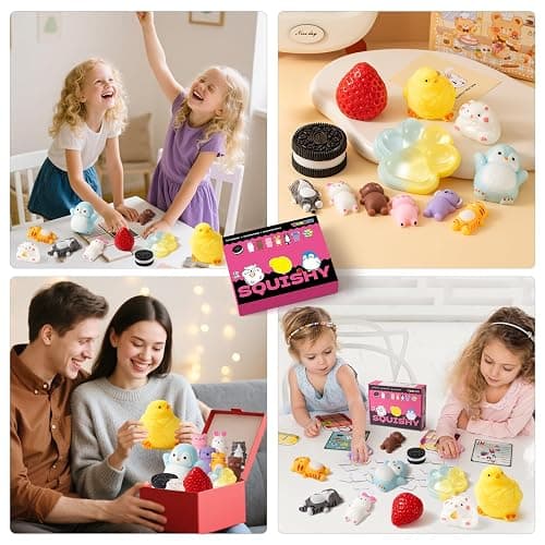 12 Pcs Taba Squishy Toys Pack Include (1 Strawberry,1 Cat Paw,1 Cookie,1 Hamster,1 Chick,1 Penguin,6 Mochi) Cute Taba Sensory Stress Relief Toys,Squishy Fidget Toys Adults,Party Favors Gifts for Kids thumbnail 6
